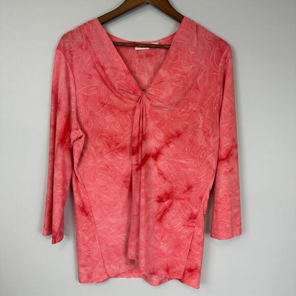 Cato Babydoll Pink Twist Front Blouse Textured Tye Dye Sz XL Y2K Style Barbie - Picture 1 of 9